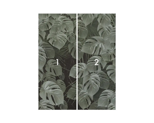 Zweiteiliges Türtapeten-Set mit Pflanzenmotiven