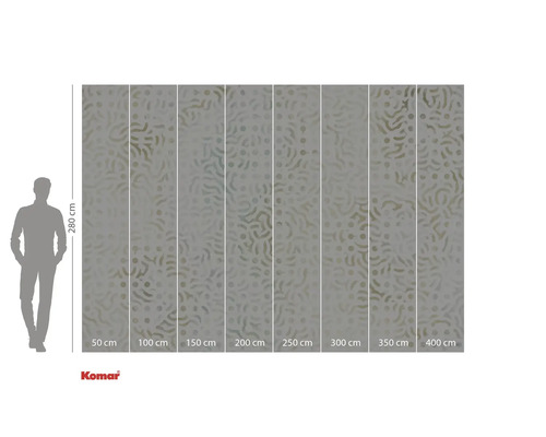 Fototapete mit Punkt- und Wellenmuster und Größenangaben