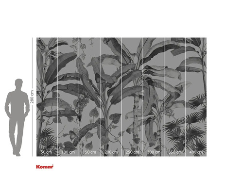 Komar Fototapete mit Dschungelmotiven und Größenangaben