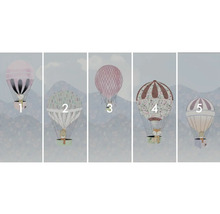 Fototapete mit Heißluftballons und Tiermotiven