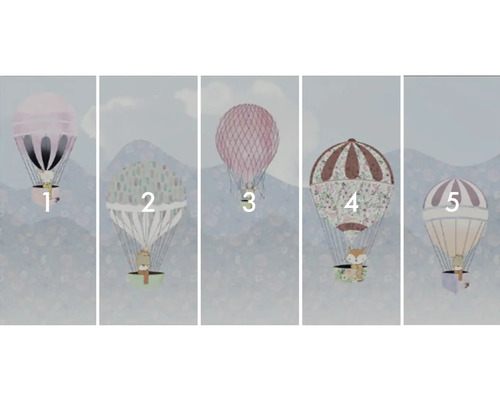 Fototapete mit Heißluftballons und Tiermotiven