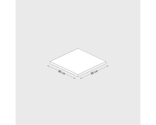 Illustration einer quadratischen Platte mit den Maßen 60 x 60 cm.