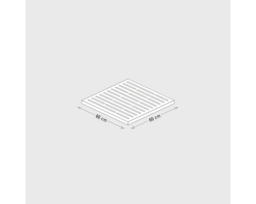 Quadratische Duschmatte mit den Maßen 60 x 60 cm.