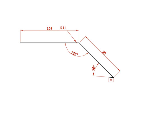 Technische Zeichnung eines Profils mit Maßen und Winkeln