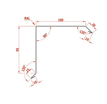 Technische Zeichnung eines Winkels mit Maßangaben