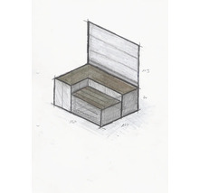 Skizze einer Eckbank mit den Maßen 150, 100, 70 und 113 Zentimeter.