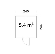 Grundriss mit Abmessungen: 240 mal 244 Zentimeter und 5,4 Quadratmeter Fläche