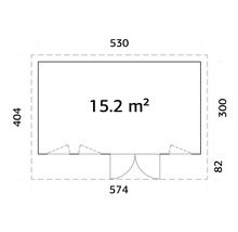 Grundriss mit Maßangaben: 15,2 Quadratmeter Fläche
