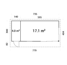 Grundriss mit Abmessungen und Flächenangaben