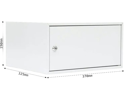Weißer Schlüsselschrank mit Schloss, Maße 370 mm x 325 mm x 190 mm