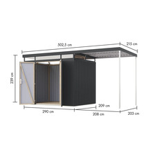 Abmessungen Gerätehaus mit Anbau