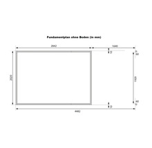 Grundriss ohne Boden mit Maßangaben in Millimeter
