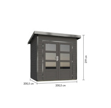 Gartenschuppen aus Holz mit Doppeltür und Fenster, Maße 200,5 x 200,5 x 219 cm
