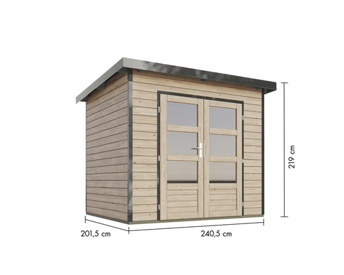 Gartenschuppen mit Doppeltür und Größenangaben