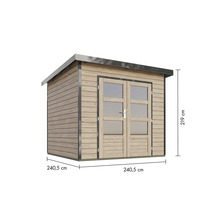 Gartenhaus aus Holz mit Doppeltür und den Maßen 240,5 x 240,5 x 219 cm