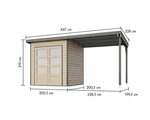 Holzgartenhaus mit Abmessungen