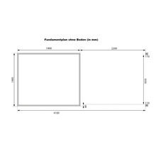 Fundamentplan ohne Boden mit Maßangaben in Millimeter