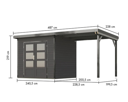 Holzgartenhaus mit Abmessungen