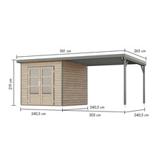 Abmessungen eines Holzgartenhauses mit Carport