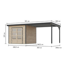 Abmessungen eines Gartenhauses mit Unterstand