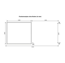 Fundamentplan ohne Boden mit Maßangaben in Millimeter