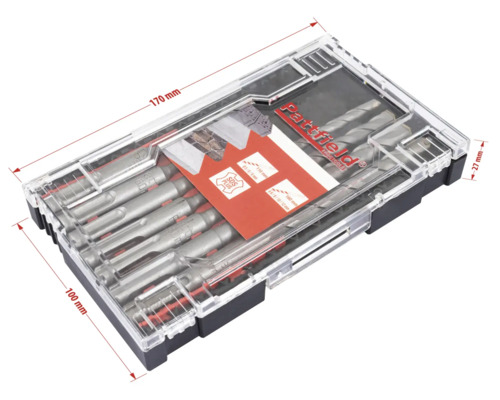 Bohrersatz in transparenter Kunststoffverpackung mit Größenangaben
