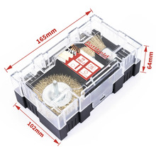 Pattfield Drahtbürsten Set im transparenten Kunststoffkoffer mit Größenangaben.