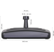 Abmessungen des Sonnenschirmständers mit Mastaufnahme