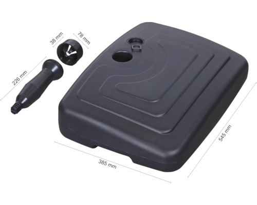 Schirmständer mit Adapter und Maßen