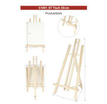 Tischestaffelei aus Holz mit den Maßen maximal 44 mal 27,5 mal 2,6 mal 27 mal 50 Zentimeter