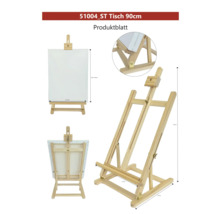 Tischestaffelei aus Holz mit Leinwand und Maßangaben