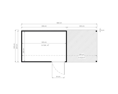 Grundrisszeichnung mit Maßangaben