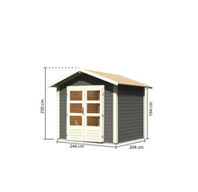 Gartenhaus mit Doppeltür und Maßangaben