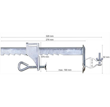 Rohrhalterung mit Maßangaben