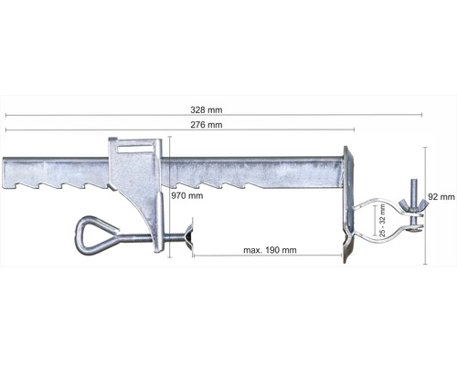 Rohrhalterung mit Maßangaben