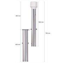 Edelstahl Standaschenbecher mit den Maßen 760 mm und 400 mm