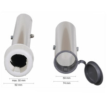 Zwei Ansichten eines Gerätestiel-Halters mit den Maßen 59 mm und 92 mm.