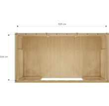 Innenansicht eines Holzhauses mit den Maßen 325 x 166 cm