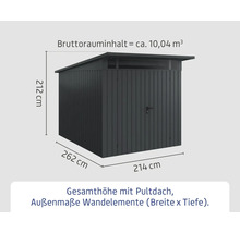 Abmessungen eines Gerätehauses mit Pultdach