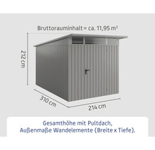 Abmessungen eines Gerätehauses mit Pultdach