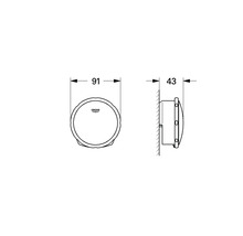 Technische Zeichnung einer Grohe Seifenspender-Abmessung