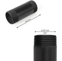 Schwarzes Rohrnippel mit 25 mm Durchmesser und 60 mm Länge