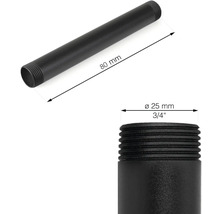 Schwarzes Lampenrohr mit den Maßen 80 mm Länge und 25 mm Durchmesser