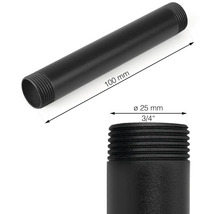 Schwarzes Gewinderohr mit einer Länge von 100 mm und einem Durchmesser von 25 mm (3/4 Zoll)