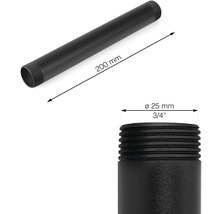 Schwarzes Stahlrohr mit einem Durchmesser von 25 mm und einer Länge von 200 mm