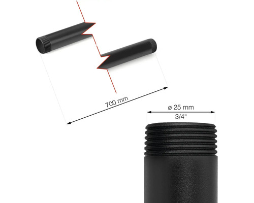 Abbildung eines Erdspießes mit den Maßen 700 mm Länge und 25 mm Durchmesser