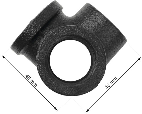 Schwarzes Temperguss Fitting T-Stück mit 46 mm Maßen
