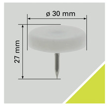 Möbelgleiter mit Nagel, Durchmesser 30 Millimeter