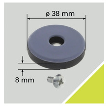 Möbelgleiter mit Schraube, Durchmesser 38 Millimeter