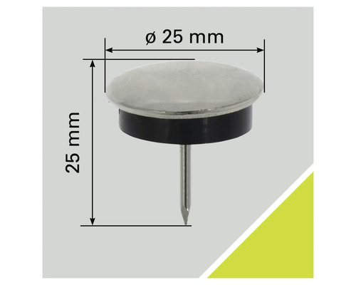 Stuhlgleiter mit Nagel, Durchmesser 25 Millimeter